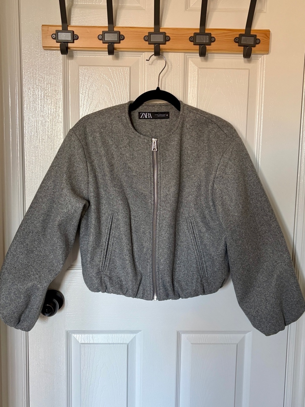 ZARA Grey Bomber Jacket with Zip Front